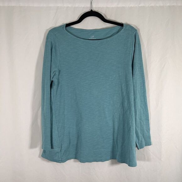 J Jill Blouse Women's Large Petite Round Neck Long Sleeve Pima Cotton Pullover - Picture 1 of 7